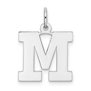 Sterling Silver Amanda Collection Medium Block Style Initial M Pendant